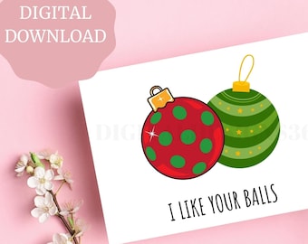Naughty Christmas Card, Adult Humor Card, Funny Christmas Card, PRINTABLE card, Dirty Christmas Card