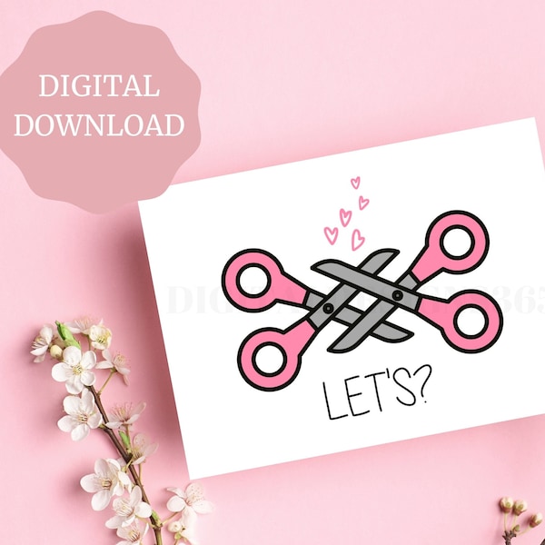 Funny Lesbian Card, Cute LGBTQ Gift, Lesbian Scissor Card, Lesbian Anniversary Card, Gay Gifts, Card For Lesbians, PRINTABLE Card