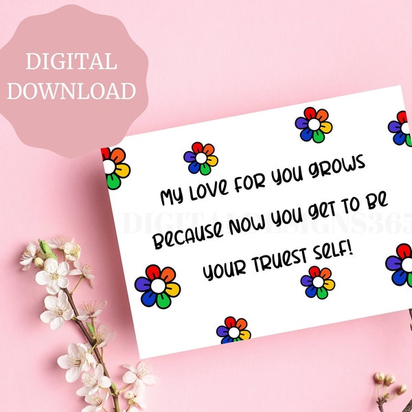 Pride Card, Be Yourself Card, Coming Out Car,  Happy Pride Rainbow Card, Proud Of You Card, LGBTQ Card, PRINTABLE pride card