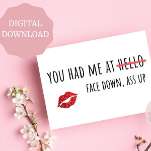 Naughty Anniversary Card, Funny Anniversary Card for Him, Couple, Anniversary, Valentine&#39;s Card, Printable card, Digital Download