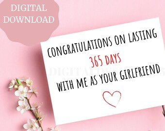 One year anniversary card, First anniversary gift for boyfriend, Funny 1st anniversary card for boyfriend, card for him, PRINTABLE Card