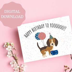 Schattige hond verjaardagskaart, beste vriend verjaardagskaart, hond moeder, hond papa kaart, afdrukbare verjaardagskaart, digitale kaart