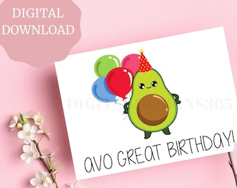 Avo Great Birthday Card printable Download - Etsy