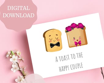 Funny Wedding Card, Cute Wedding Card, Cute Marriage Card, Card for Wedding, A Toast To The Happy Couple Greeting Card, PRINTABLE card