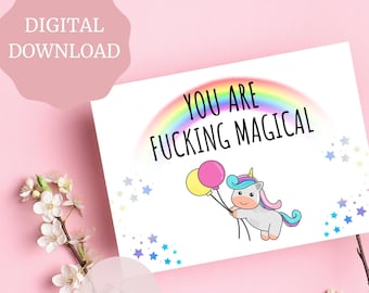 Tarjeta de amistad, tarjeta de amistad divertida, tarjeta de unicornio, tarjeta de cumpleaños del mejor amigo, tarjeta de cumpleaños imprimible, descarga instantánea