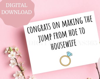 Funny Wedding Card, Bridal Shower, Engagement Card, Wedding Congratulations Gift, Best Friend Getting Married, Printable Card