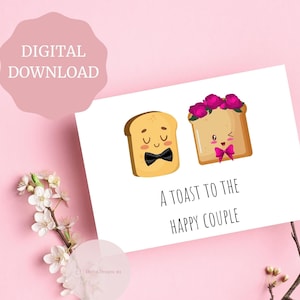 Cartão de casamento engraçado, cartão de casamento fofo, cartão de casamento fofo, cartão para casamento, um brinde ao casal feliz, cartão para impressão