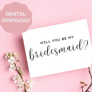 Will You be My Bridesmaid Card, Bridesmaid Proposal, Bridesmaid Card, Bridal Card, Wedding Card, PRINTABLE Card