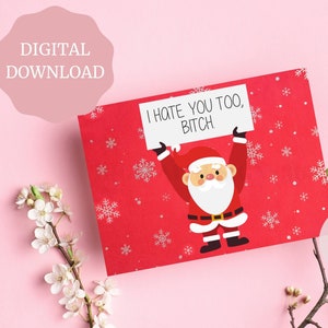Biglietto di auguri divertente stampabile, biglietto di Natale divertente, biglietto di Babbo Natale divertente, biglietto stampabile per Natale, vacanza con download digitale