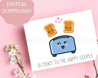 Funny Wedding Card, Cute Wedding Card, Cute Marriage Card, Card for Wedding, A Toast To The Happy Couple Greeting Card, PRINTABLE card