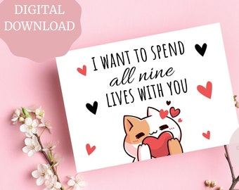 Tarjeta de aniversario imprimible, Tarjeta de gato para aniversario, Tarjeta de aniversario linda para descargar, Tarjeta para imprimir en casa