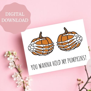 Halloween Card, Naughty card for him, Funny Halloween Card, Card for boyfriend, Pumpkin card, Card, PRINTABLE Card