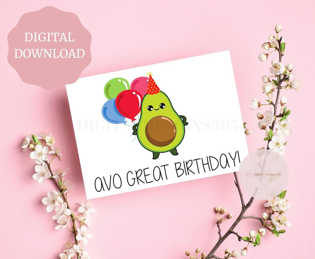 Avocado Birthday Card, Cute Birthday Card, Funny Birthday Card, Avo ...