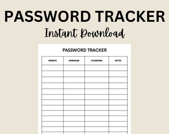 Printable Password Tracker. Password Log and Password Keeper. Digital Download. Password Organizer. Password Sheet