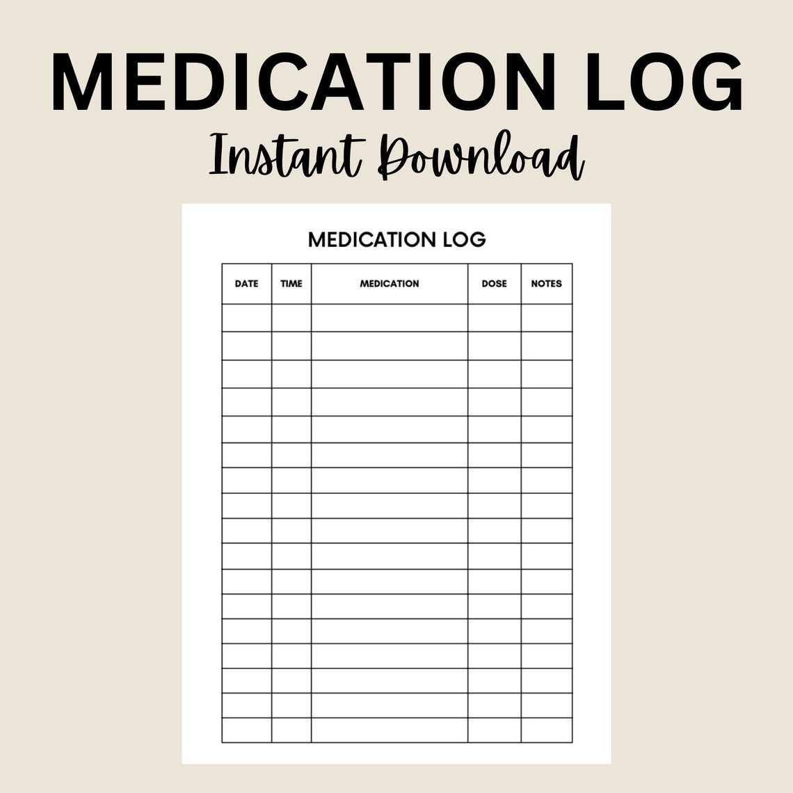 Medication Log Printable Medication Tracker Medication Chart Daily Medication Log Printable Medication Tracker Medication Chart Daily