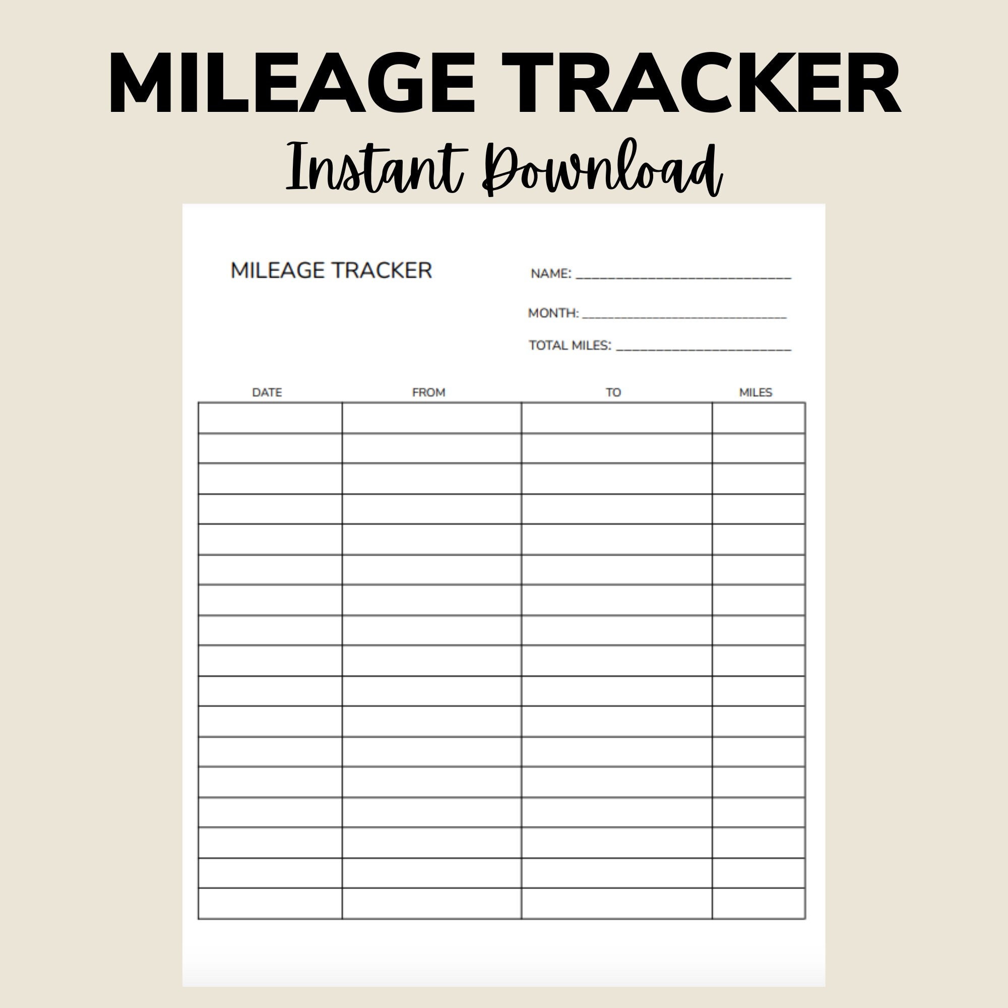 Mileage Tracker Printable, Work Trip Miles Tracker, Business Mileage Mileage Tracker Printable, Work Trip Miles Tracker, Business Mileage