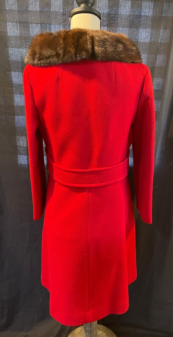 Vintage Womens Wool Coat 1960s 1970s Red Knox Fau… - image 2