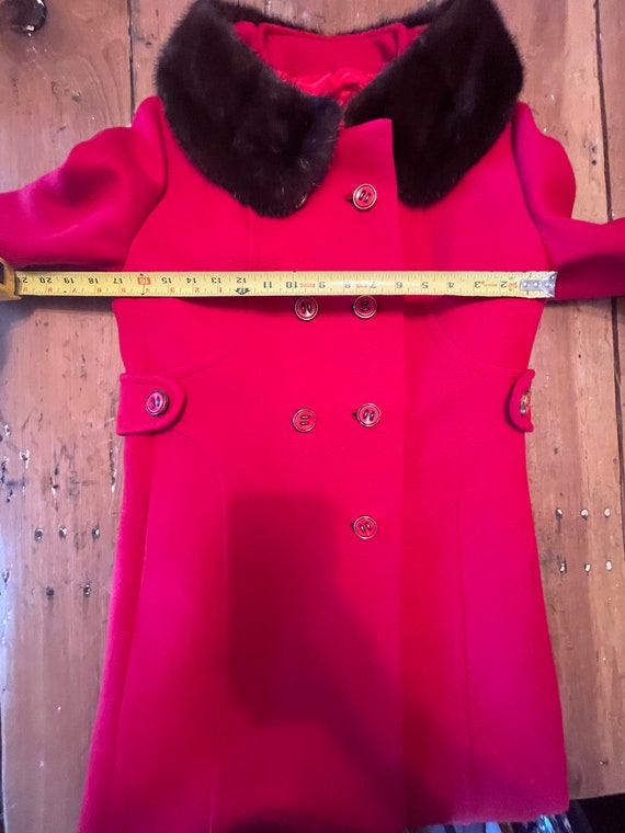 Vintage Womens Wool Coat 1960s 1970s Red Knox Fau… - image 5