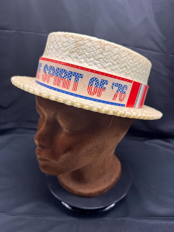 Vintage Bicentennial Styrofoam Boater Hat, Americana, 1776  display picture 1