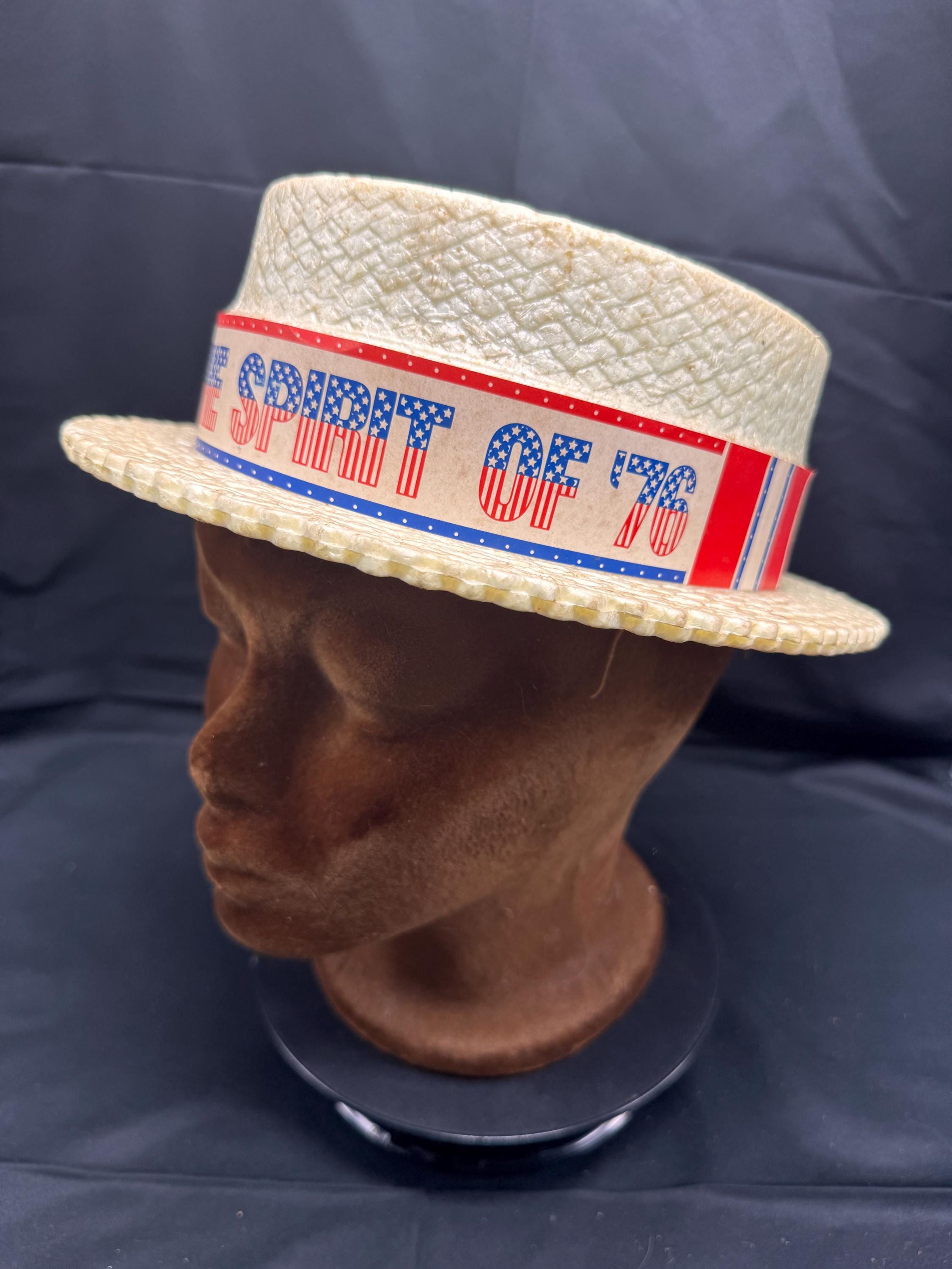 Vintage Bicentennial Styrofoam Boater Hat, Americana, 1776 