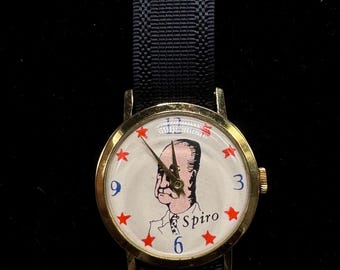 Vintage SPIRO AGNEW 1960's Retro Political Men's Watch Not Tested