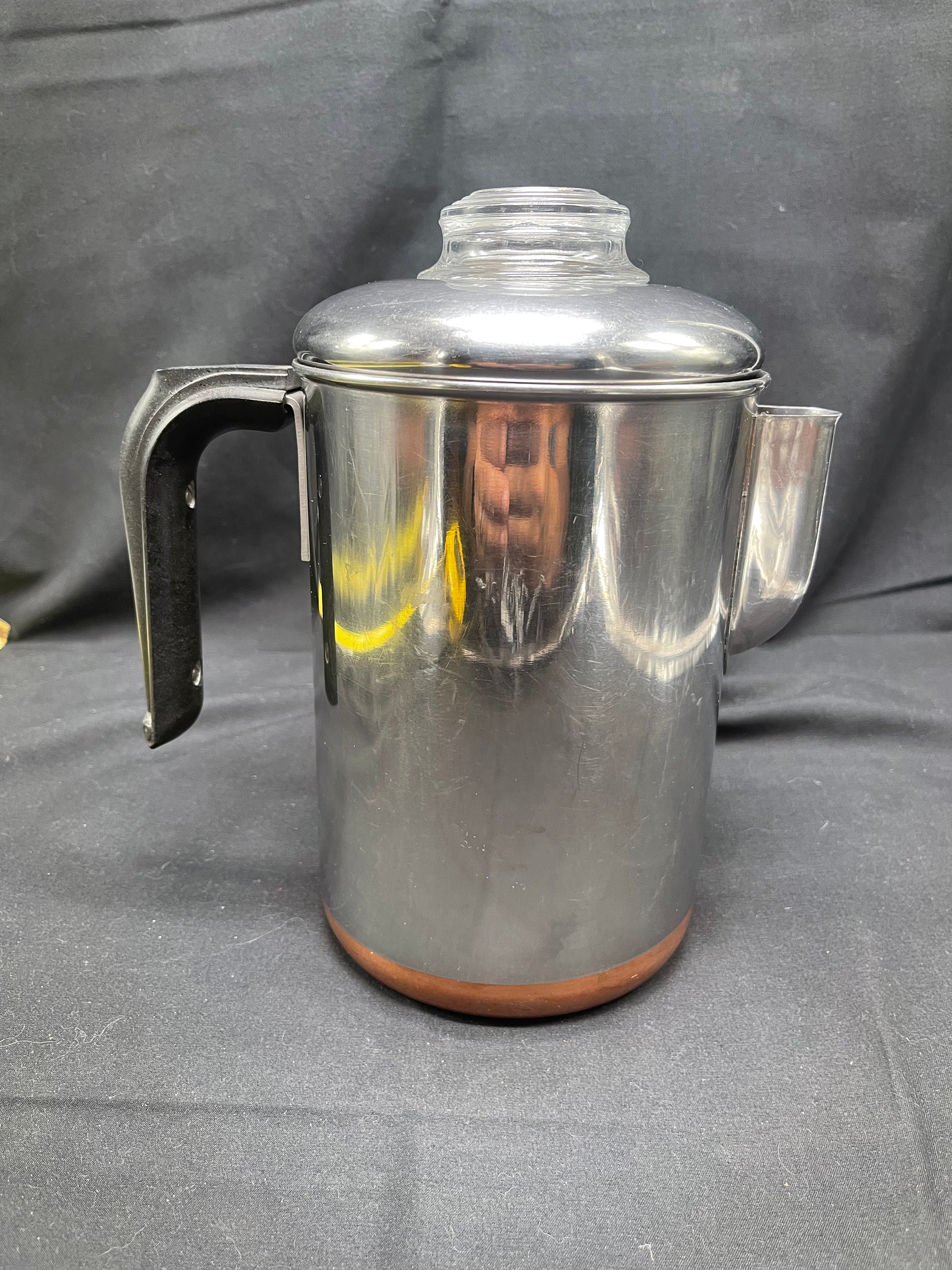 Vintage Revere Ware Stovetop Coffee Percolator, 4-6 Cup Capacity