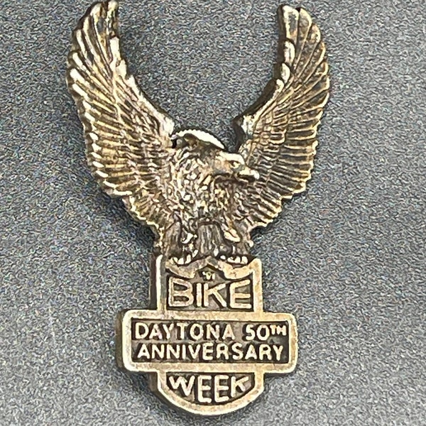 Vintage AMC 925 Sterling Silver Daytona Bike Week 50th Anniversary Lapel Pin