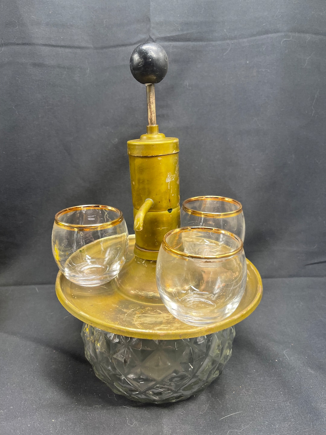 Vintage PARK SHERMAN CO. Pump Liquor / Alcohol Dispenser Decanter With