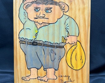 Original Folk Art Wooden Wall Hanging  Signed by the artist