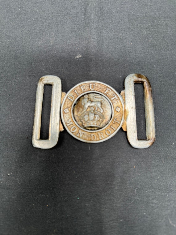 Antique British Army Cast Belt Buckle, Dieu Et Mon