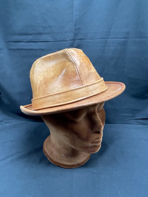 Vintage Dobbs of Fifth Avenue Leather Fedora Hat S
