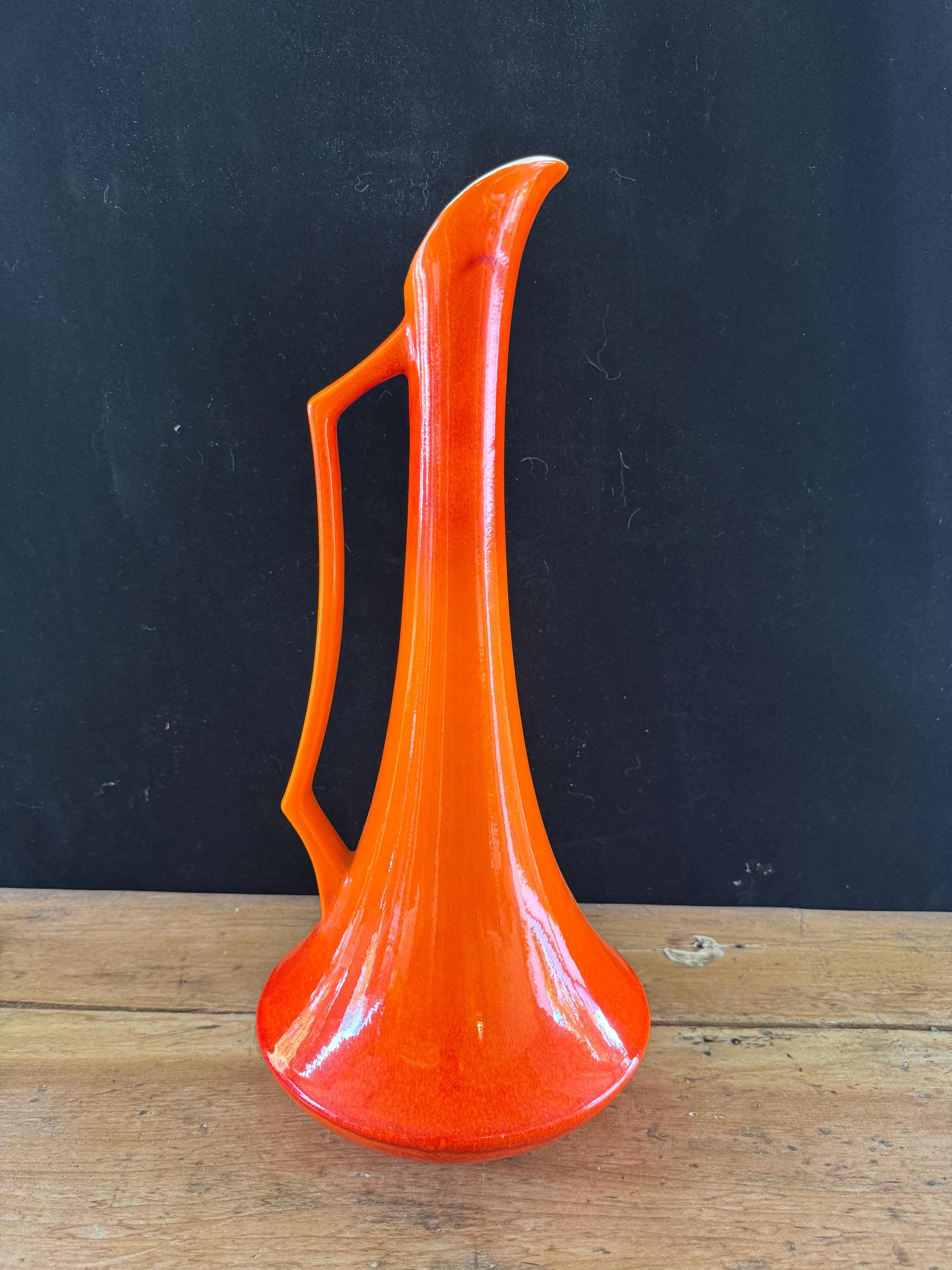 Large Vintage Haeger 60s Orange Ceramic Vase Mid Century Modern 4045 USA