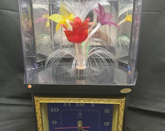 Vintage 1980s fiber optic flower lamp and clock