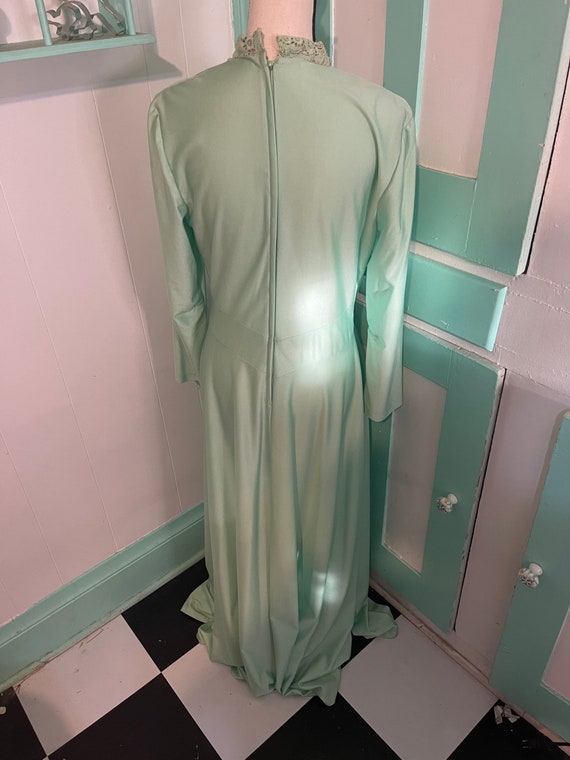 Vintage 1970s sea foam green formal retro maxi dr… - image 3