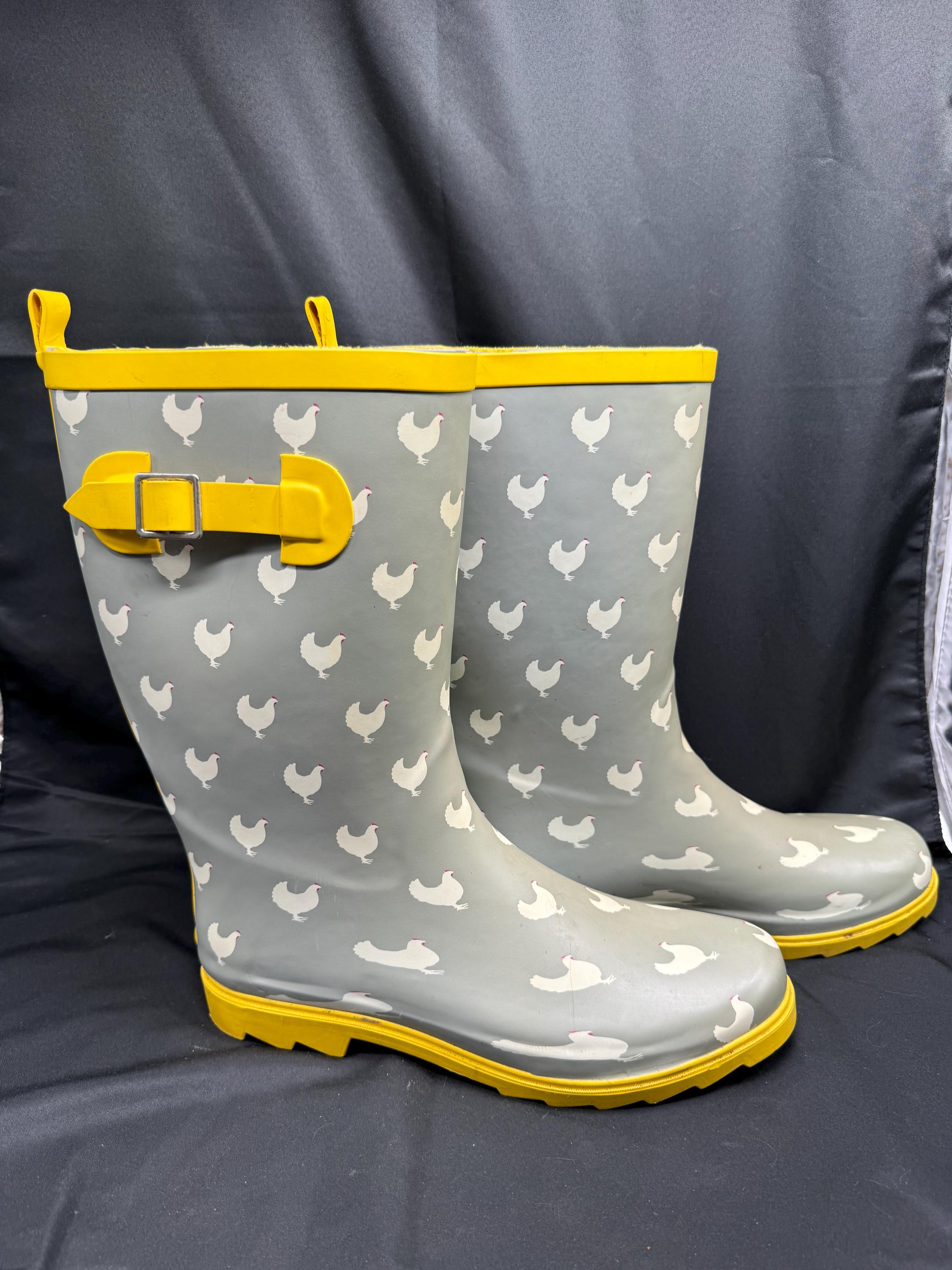 Chicken print rubber boots hotsell