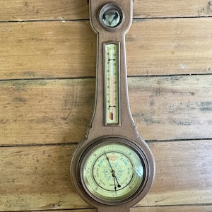 Vintage Springfield Banjo Faux Wood Weather Station 32&quot; Long
