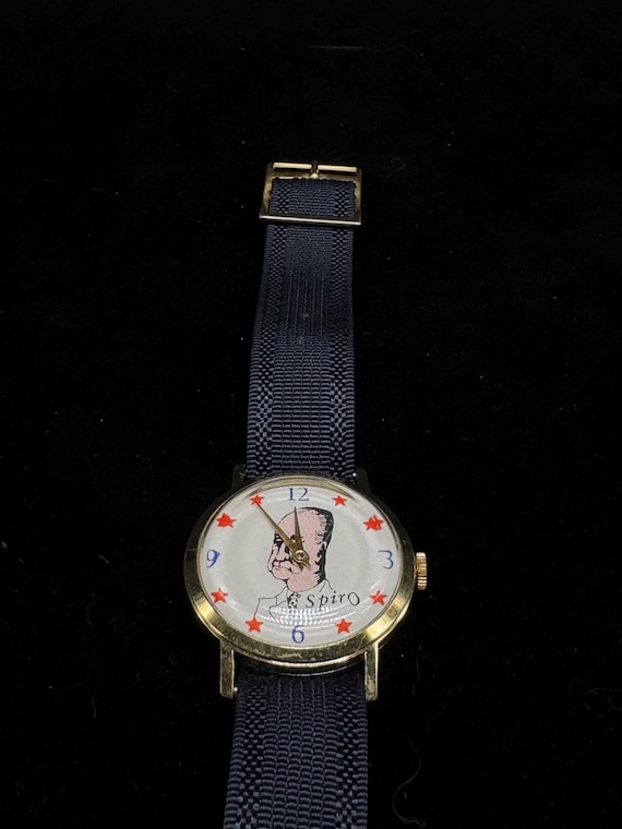 Vintage SPIRO AGNEW 1960's Retro Political Men's Watch Not Tested