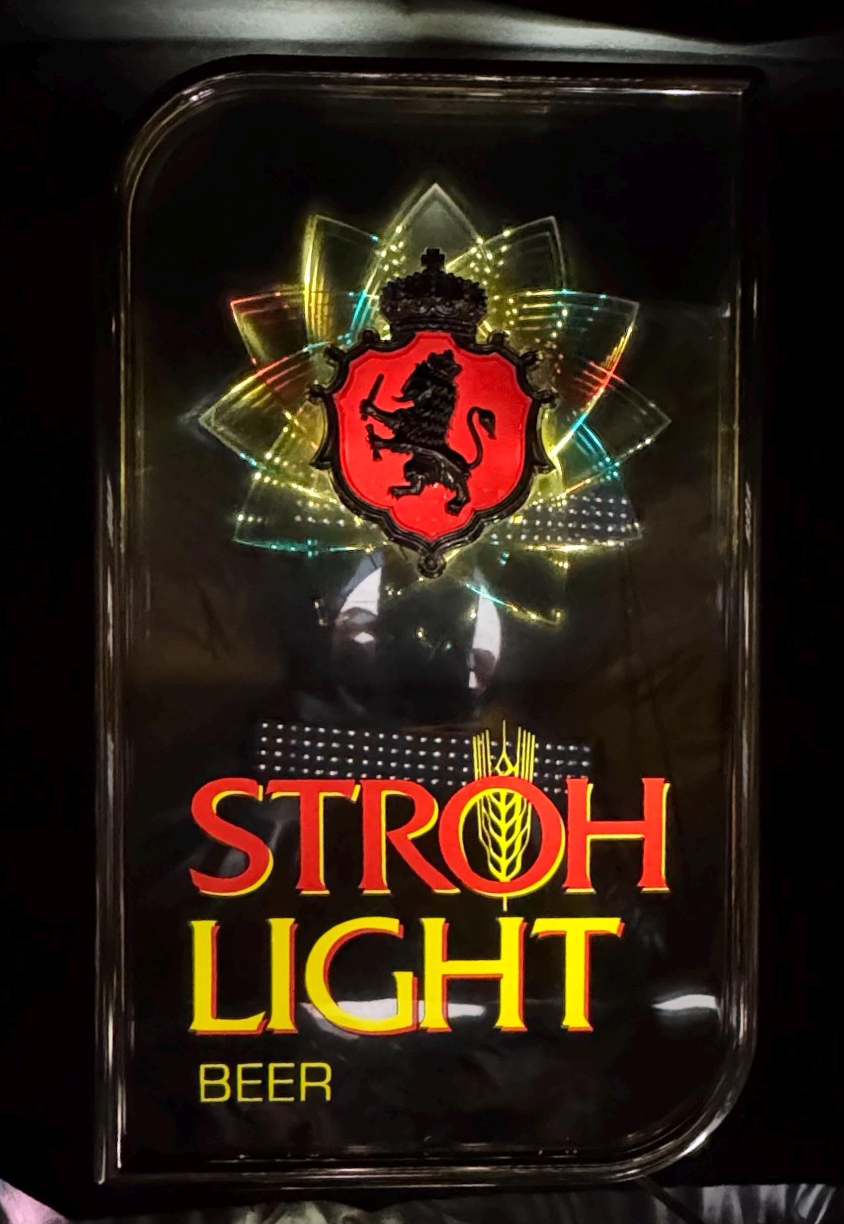 Vintage Stroh Light Beer Lighted Motion Rotating Starburst