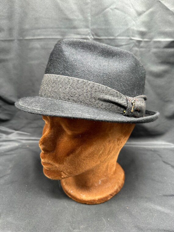 Vintage Black Stetson Royal Deluxe Beaver Felt Fedora Size 7 1/8 