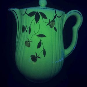 Vintage Hall’s Superior Coffee Pot Autumn Leaves Pattern Uranium Glaze