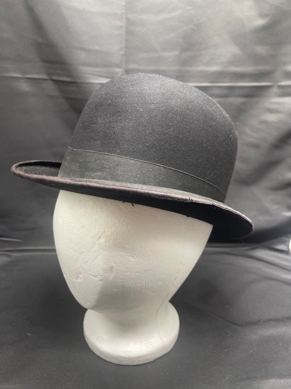 Vintage John B Stetson Black Homburg Derby Bowler… - image 3