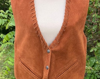 Vintage MonaMode Western Leather Suede Vest Size Medium NWT