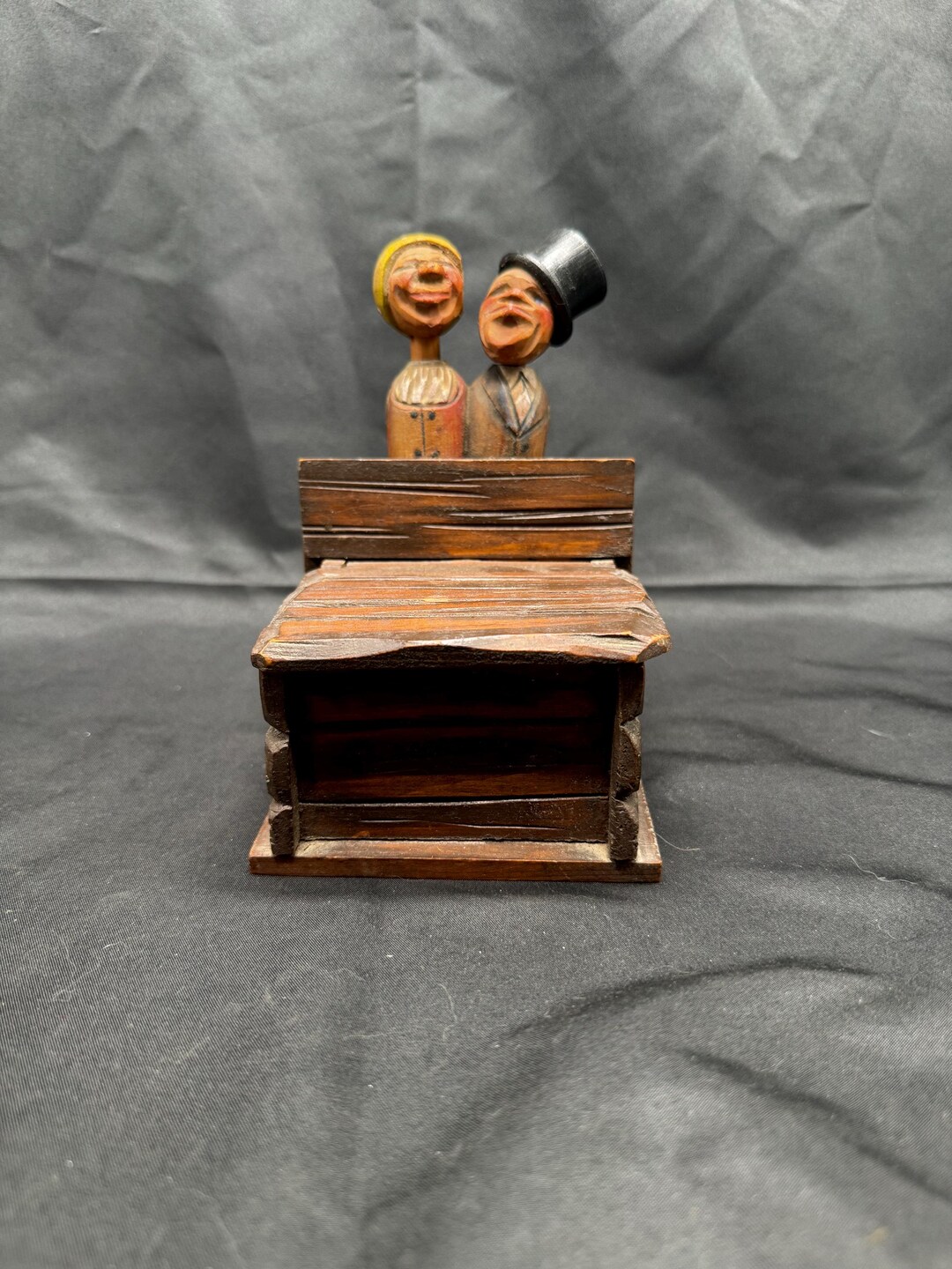 Vintage Kissing ANRI Italian Folk Art Hand Carved Wooden