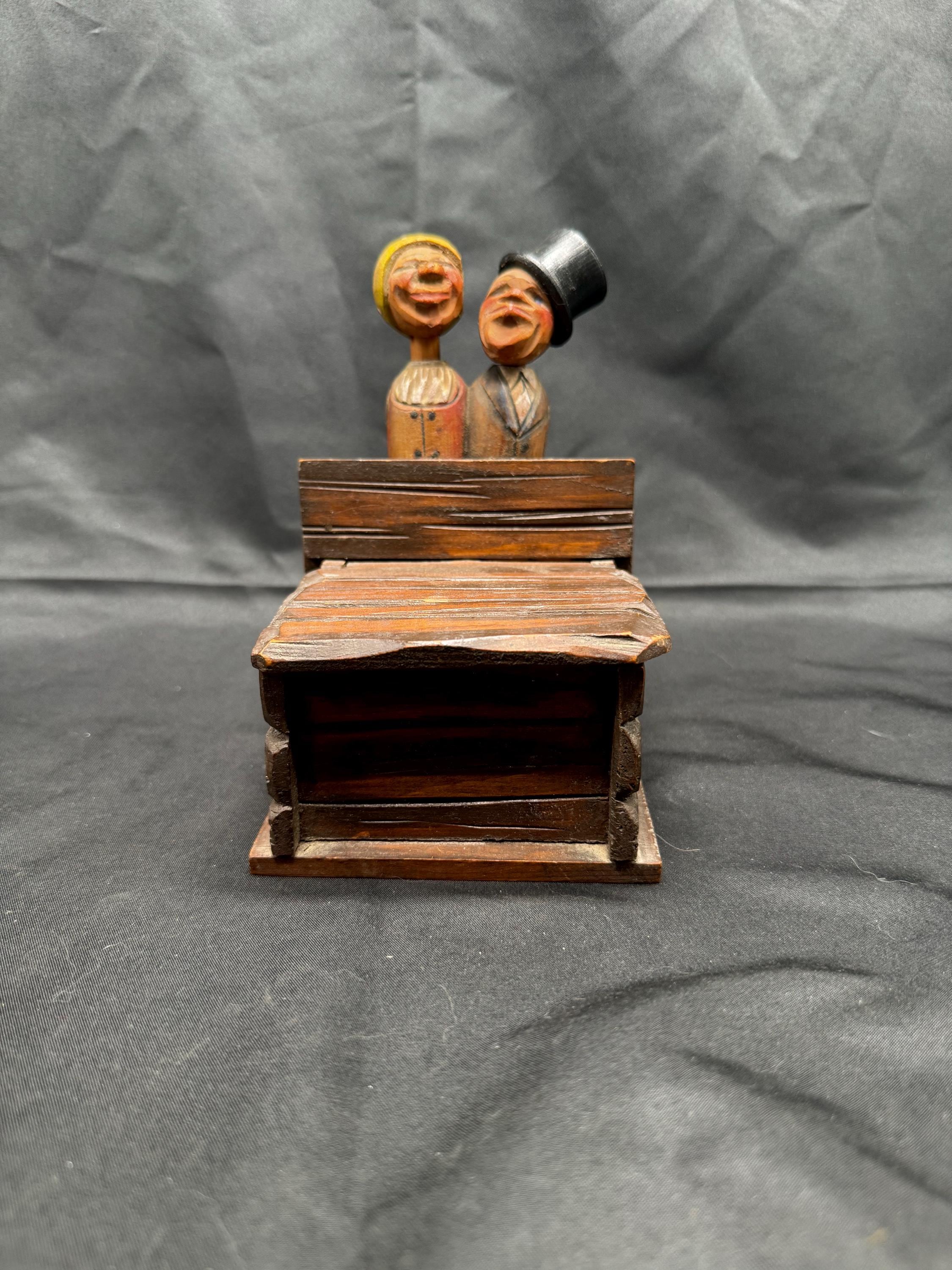 Vintage Kissing ANRI Italian Folk Art Hand Carved Wooden