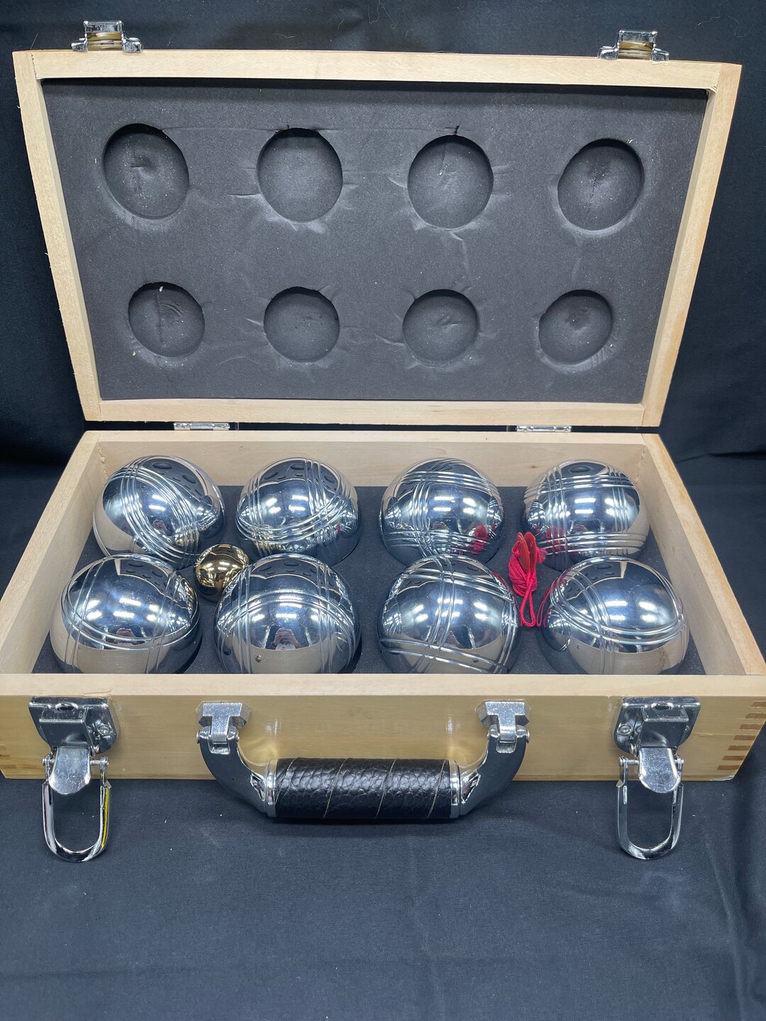 Vintage Chrome Bocce Ball Set in Wooden Carrying Case. Etsy