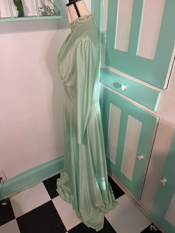 Vintage 1970s sea foam green formal retro maxi dr… - image 2