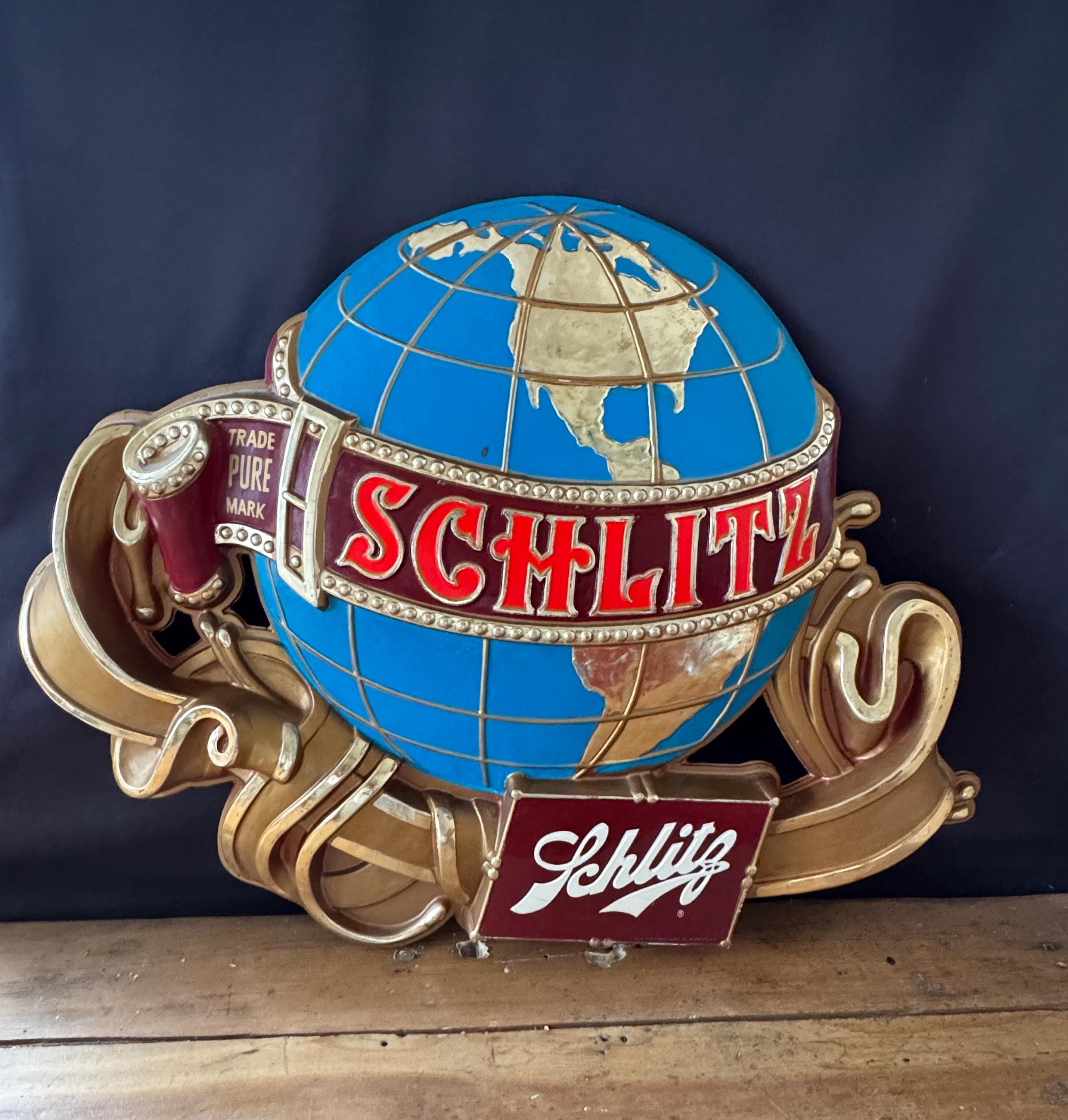 アメリカ直輸入 シュリッツビール ビンテージ グローブライト サイン バー パブ Vintage Giant 1970's Schlitz Light Beer Plastic World Globe