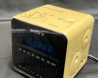 RARE Yellow Sony Dream Machine Alarm Clock Radio Cube ICF C10W