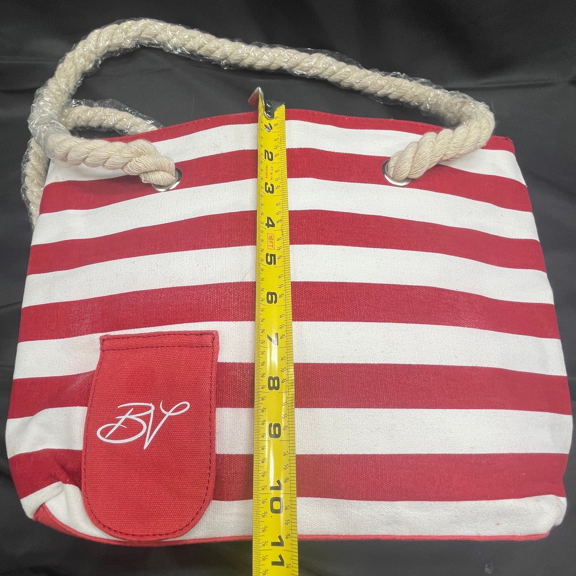 Porto Vino Beach Wine Bag Canvas Red/White Stripes Holds 2 Bottles Of Wine NWT