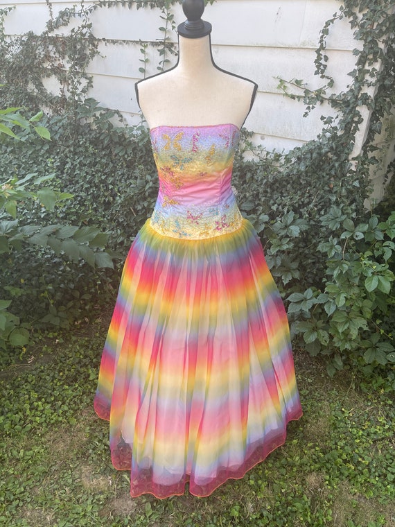 Vintage Precious Formals Rainbow Dress - image 5
